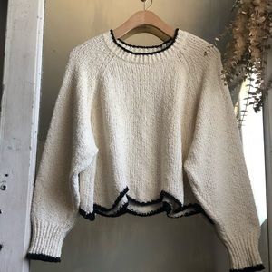 Zara cream textured scallop sweater